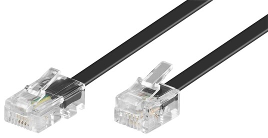 Goobay 6m Flat Telefon/Nettverkskabel RJ-45 til RJ-11 Sort Goobay 6m Flat Telefon/Nettverkskabel RJ-45 til RJ-11 Sort