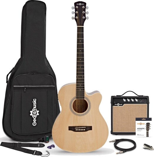 Gear4Music 3/4 LA Elektrisk Gitar Rød med Mini Forsterkerpakke Gear4Music 3/4 LA Elektrisk Gitar Rød med Mini Forsterkerpakke