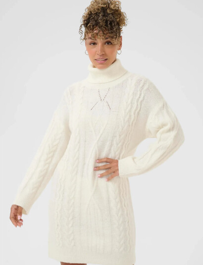 Cream Crskie Knit Dress - White - M