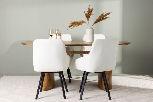 Isolde Matgruppe 180 cm Oval med 4 Rosie Stoler Natur