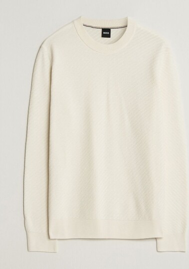 Boss BLACK Lofranco Structured Knitted Sweater Open White