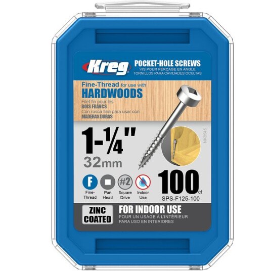 Kreg SPS-F125-100 Skrue 32 mm 100-pakning Innfesting