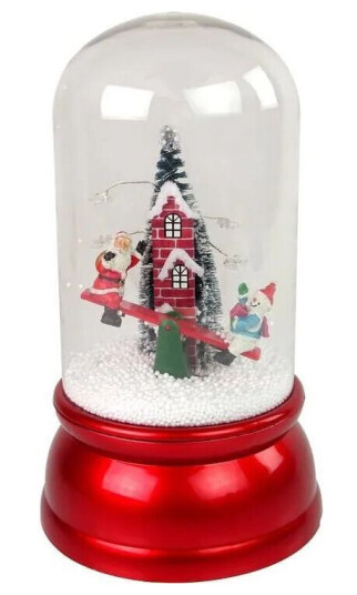 Leantoys Lean Toys Christmas Dome Decoration Snow Santa Claus Raudona