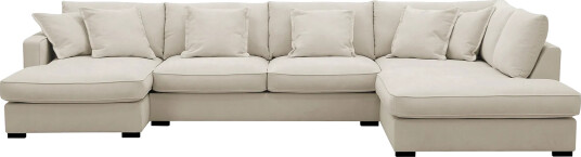 Rossita Lyx 5 seters venstrevendt U formet ekstra dyp sofa med divan og sjeselong i stoff   Beige