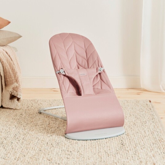 BabyBjörn Bliss Vippestol Vevet Bladmønstret Quilt Støvrosa