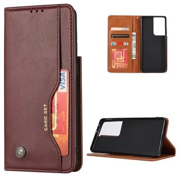 Card Set Series Samsung Galaxy S21 5G Lommebok-deksel Vinrød