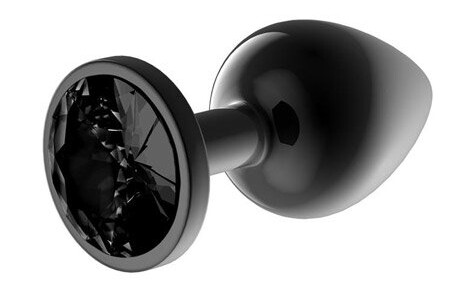 Metalic Butt Plug With Blackgem Jewel S