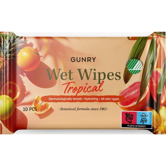 Gunry Wet Wipes Tropical 10 stk Gunry Wet Wipes Tropical 10 stk