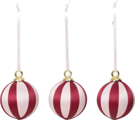 Broste Copenhagen Joy Ornaments   DEEP RED /SOFT PINK   Ø 4.7  cm
