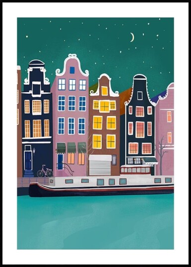 Amsterdam by night Poster Plakat / 40x50cm Amsterdam by night Poster Plakat / 40x50cm