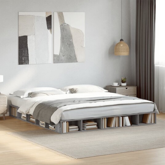 Sengeramme grå sonoma 200x200 cm konstruert tre 8721102621055 Sengeramme grå sonoma 200x200 cm konstruert tre 8721102621055