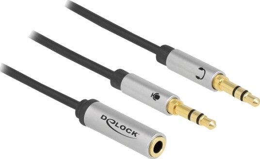 Delock Hodesettadapter Minijakkstereo 3,5 Mm 4 Pols Hunn Til Mini Phone Stereo 3.5 Mm Hann 27 Cm Svart