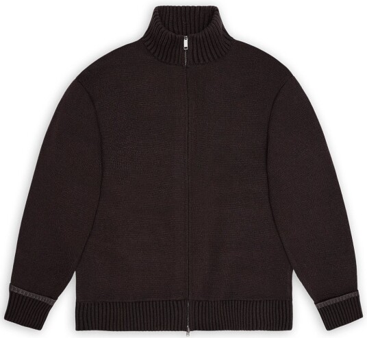 Rains Sowa Knit Zip Cardigan BARK / BLACK L