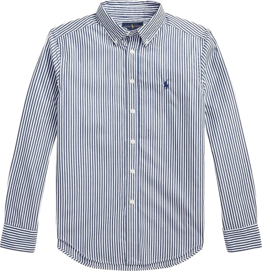 Ralph Lauren Kids Striped Cotton Poplin Shirt Blue 138-149