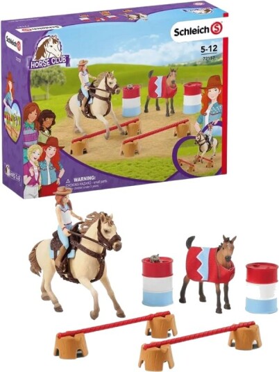 Schleich Horse Club western ridesett med hest og rytter 72157 - med hinder, tønner og føll inkludert