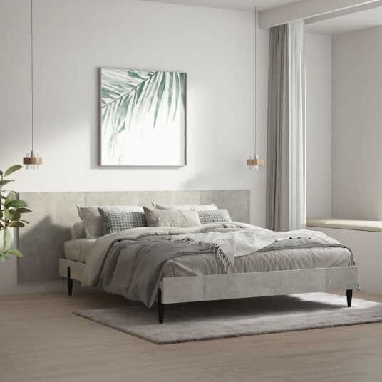 vidaXL Vegghengt sengegavl betonggrå 240x1,5x80 cm konstruert tre