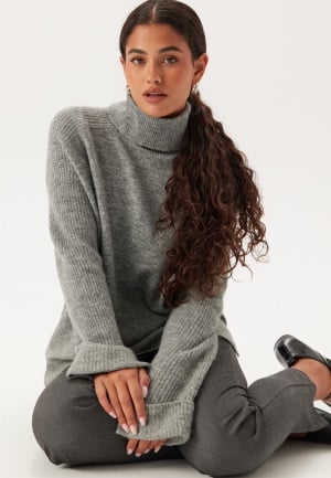 VERO MODA Vmjupiter Ls Highneck Pullover Medium Grey Melange L VERO MODA Vmjupiter Ls Highneck Pullover Medium Grey Melange L