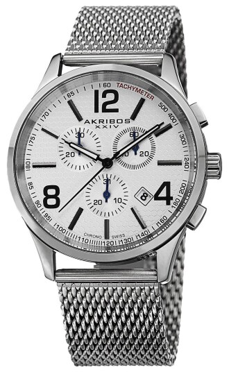Akribos XXIV Herreklokke AK719SS Chronograph Hvit/Stål Ø42.5 mm
