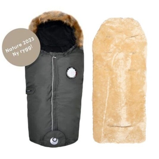 Vognpose Easygrow Nature Green Forest + Lammeskinn til vogn Natur