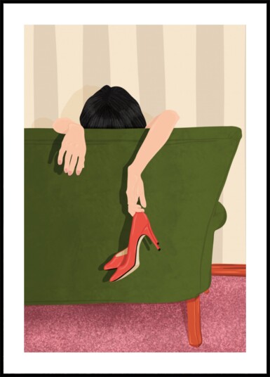 Woman Resting Red Heels Plakat / 100x150