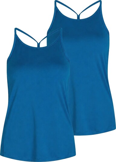ZEBDIA Women Sports Strap Top 2 Pack Blue L
