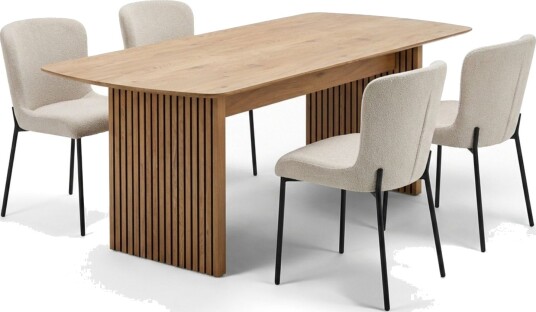 Richeto Spisegruppe Eik 180 cm med 4 Elsie Spisestoler - Eik/Hvit