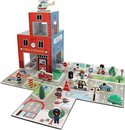 Vilac Fold-Out Playset - Rescue Services - MULTI - One Size