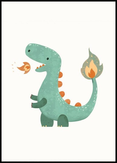 Fire Dino Plakat Plakat / 40x50cm