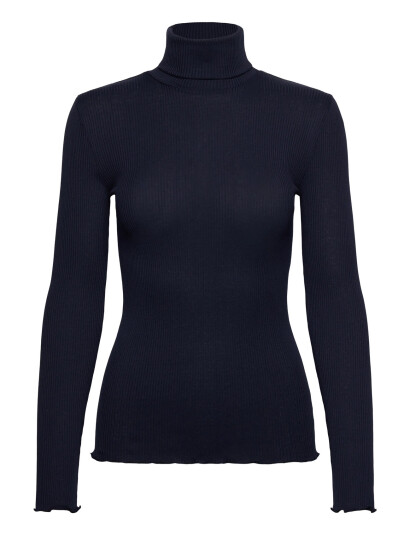 Rosemunde Rwbeatha Silk Ls Rollneck T-Shirt - Navy - XL