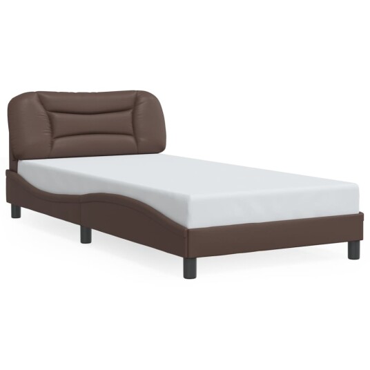 Sengeramme med LED-lys brun 100x200 cm kunstig lær 8721012356306