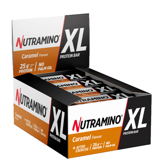 16 x Nutramino XL Protein Bar 74 g sjokolade karamell peanøtt Nutramino 16 x Nutramino XL Protein Bar 74 g sjokolade karamell peanøtt Nutramino