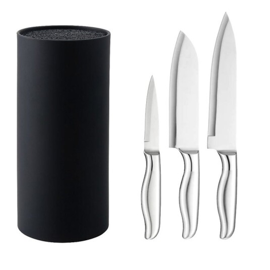 Sett med knivblokk og 3 kniver Kita