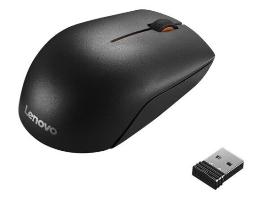 Lenovo 300 Trådløs Mus med 3 Knapper - Kompakt Design - Sort og Oransje