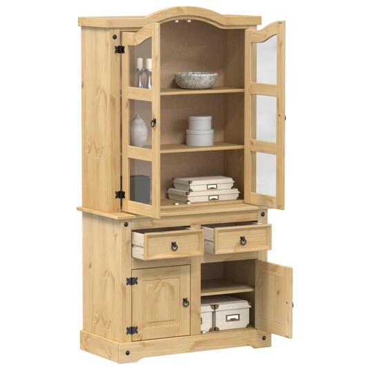 Vitrine Corona 100x48,5x179 cm heltre furu 8721012879218 Vitrine Corona 100x48,5x179 cm heltre furu 8721012879218