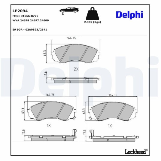 Bremseklosser DELPHI LP2094 Bremseklosser DELPHI LP2094