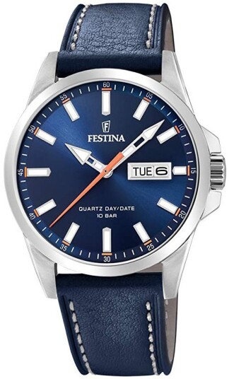 Festina Herreklokke F20358 3 Blå/Lær Ø41 mm