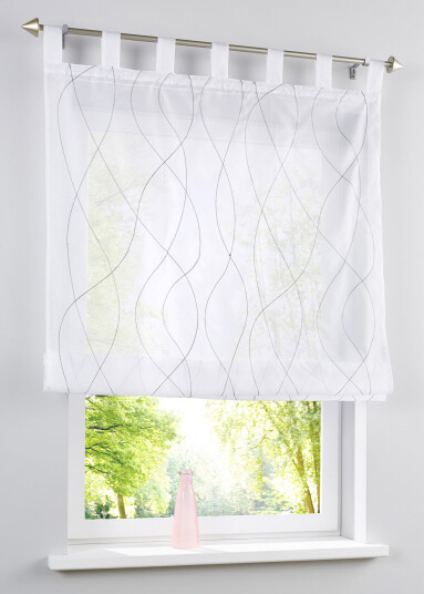 bonprix Transparent liftgardin med broderi 1 (H/B: 140/60),2 (H/B: 140/80),3 (H/B: 140/100),4 (H/B: 140/120),5 (H/B: 140/140) hvit