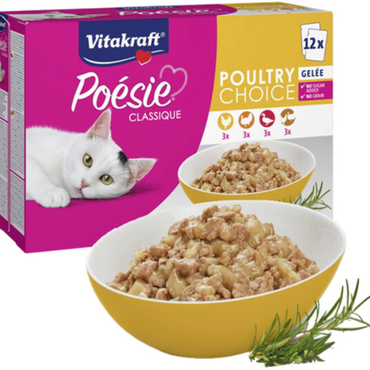 Vitakraft Classic Poetry Våtfôr til Katt 12 x 85 g med Vitaminer