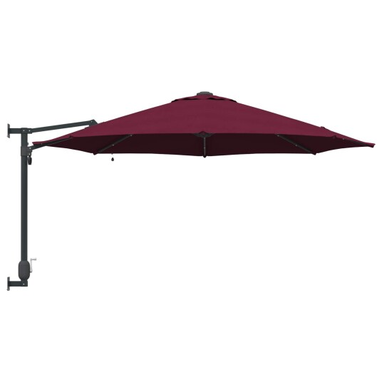  Veggmontert Hageparasoll med LED lamper Bordeaux Rød 248 cm