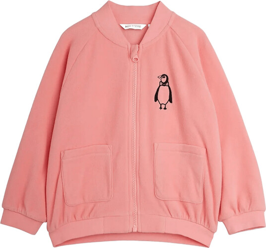 Mini Rodini Penguin Emb Microfleece Jacket Pink 116/122