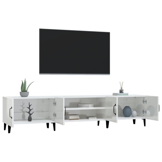 vidaXL TV-benk høyglans hvit 180x31,5x40 cm konstruert tre vidaXL TV-benk høyglans hvit 180x31,5x40 cm konstruert tre