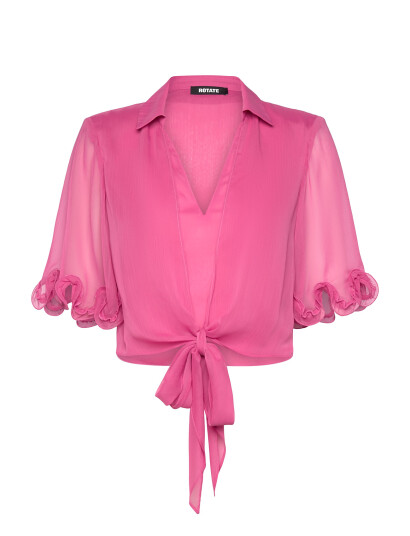 ROTATE Birger Christensen Chiffon Tied Top - Pink - 34 ROTATE Birger Christensen Chiffon Tied Top - Pink - 34
