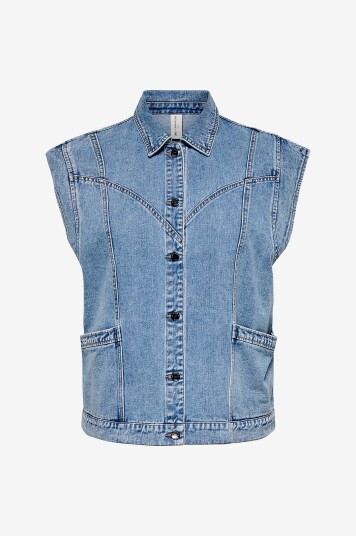 Only Carmakoma Jeansvest carKennedy SL Dnm Waistcoat Box BJ Blå