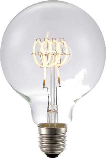 Spl E27 4,5W dimbar LED pære G95 Filament Flex 2200K 190lm klart glass Dimbar : Dimbar Kulør : Ekstra varm Spl E27 4,5W dimbar LED pære G95 Filament Flex 2200K 190lm klart glass Dimbar : Dimbar Kulør : Ekstra varm