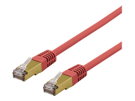 Deltaco S/FTP Cat6a 50 cm koblingskabel Rød - Halogenfri