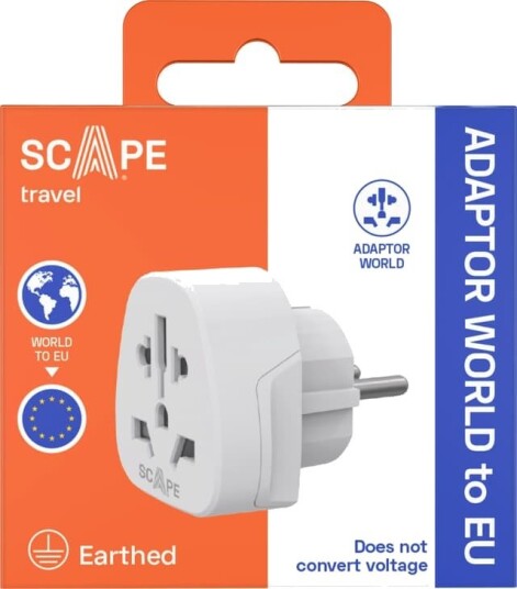 Scape Travel Reisetilbehør reiseadapter verden til EU (hvit)