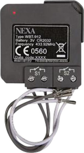 Nexa Wireless 2-kanals sender WBT-912 - 4514780 1644866-01-0 1620824 Nexa Wireless 2-kanals sender WBT-912 - 4514780 1644866-01-0 1620824