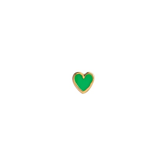 Stine A Jewelry Petit Love Heart Grass Green Enamel Earring Forgylt Sølv Sterling 925