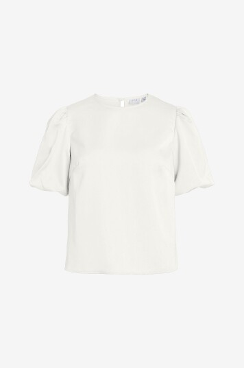 Vila - Bluse viEllette 2/4 Satin Puff Top - Hvit