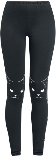 Jawbreaker - Rockabilly Leggings - Salem Grumpy Kitty - S til 4XL - Damer - svart